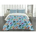 thumbnail image 3 of Ambesonne Surfboard Quilted Bedspread Set 3 Pcs, Exotic Hawaii Sports, King Size, Multicolor, 3 of 5