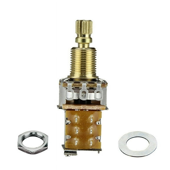 IMCBSTT 1Pcs Guitar Push/Push Potentiometer Short Shaft Push Push Potentiometer Electric Guitar Pot A500K for Guitar Bass PartsCopper Metal Plastic