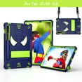 thumbnail image 3 of Allytech Case for Samsung Galaxy Tab S9/S8/S7 11 inch 2023/2022/2020, Rugged Case with Hidden Kickstand & Adjustable Shoulder Strap, Thickned Silicon Edges Shockproof Case - Blue+Green, 3 of 6