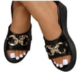 thumbnail image 4 of Wensltd Wide Width Wedge Sandals for Women Casual Retro Metal Buckle Slide Shoes Lightweight Design for Spring Summer Outdoor Black, 4 of 9