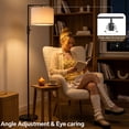 thumbnail image 3 of SUNMORY Iron Modern Standing Lamp, Gold Floor Lamp for Living Room, with Rotary Switch, Hanging Shade and 3 Color Temperatures 9W Bulb for Bedroom, Study Room, Office, 3 of 18