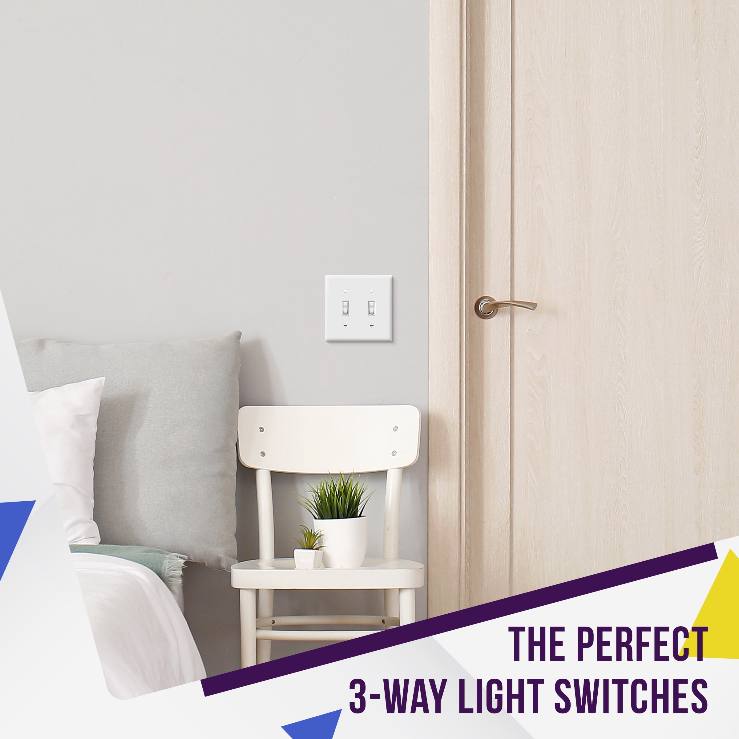 ENERLITES Toggle Light Switch, 3-Way or Single Pole, 15A 120-277V, Grounding Screw, Residential Grade, UL Listed, 83150-W-5PCS, White (5 Pack)