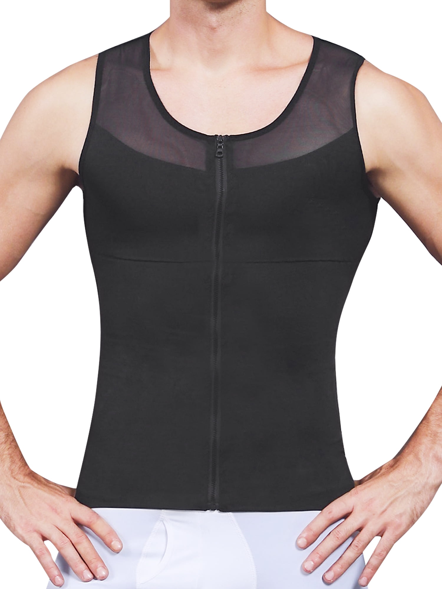 Vaslanda Mens Slimming Shaper Vest Compression Undershirts Moobs Tight Tank Top 