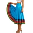 thumbnail image 2 of Umfun Women's Colorful Striped Maxi Skirt Elastic High Waist A-Line Flowy Skirt Summer Vacation Skirt, 2 of 7
