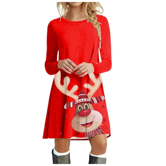 Drie Christmas Jumper Women Christmas Sweater Dress Printed Long Sleeve Knit Mini Dress Xmas Tunic Dress Khaki,XL