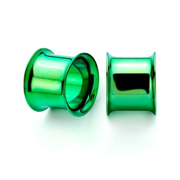 Body Candy 2Pc Green Anodized Steel 11mm Double Flare Tunnel Plug Ear Plug Gauges Set of 2 7/16"