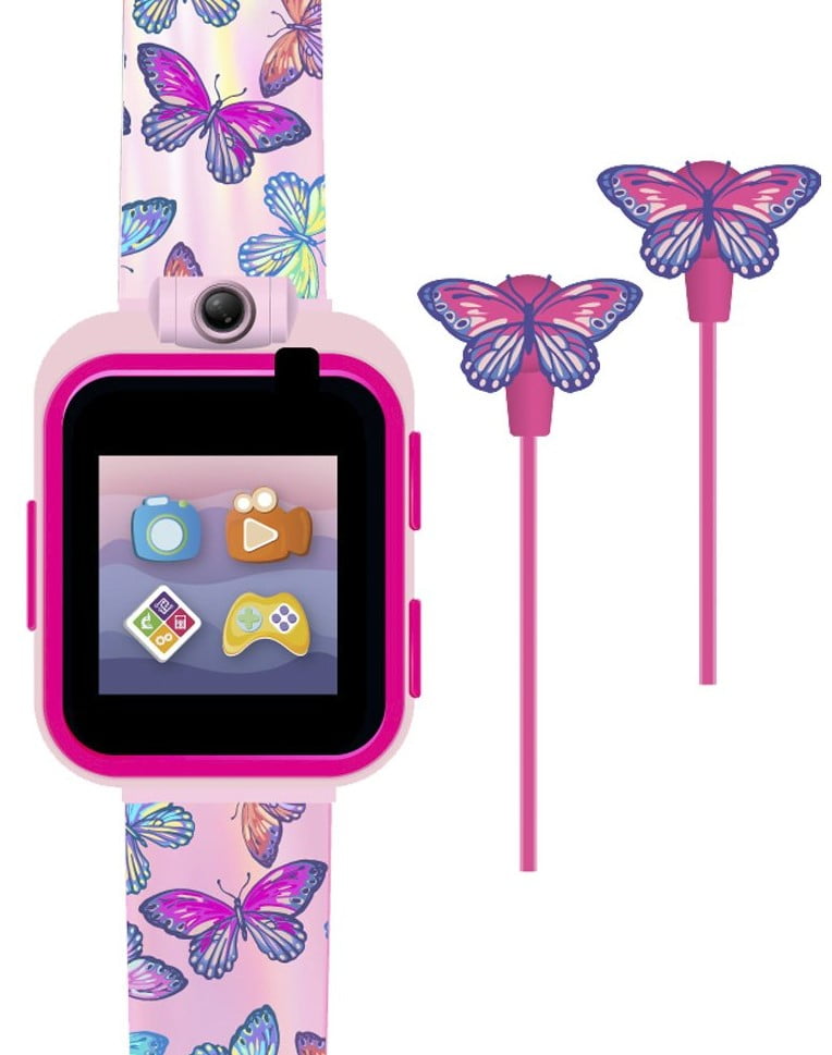 iTech Junior Girls Earbuds & Smartwatch Set - Pink Butterfly Print 900142M-40-PIN