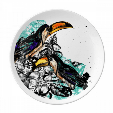 

Ink Painting Toco Tropical Bird Plate Decorative Porcelain Salver Tableware Dinner Dish