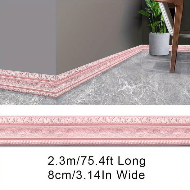 1pc Self-Adhesive Flexible Foam Molding Trim, 90"x 3" 3D Sticky Decorative Wall Trim Lines Skirting Baseboard Border, Waterproof Wallpaper For Living Room And Home Decorations