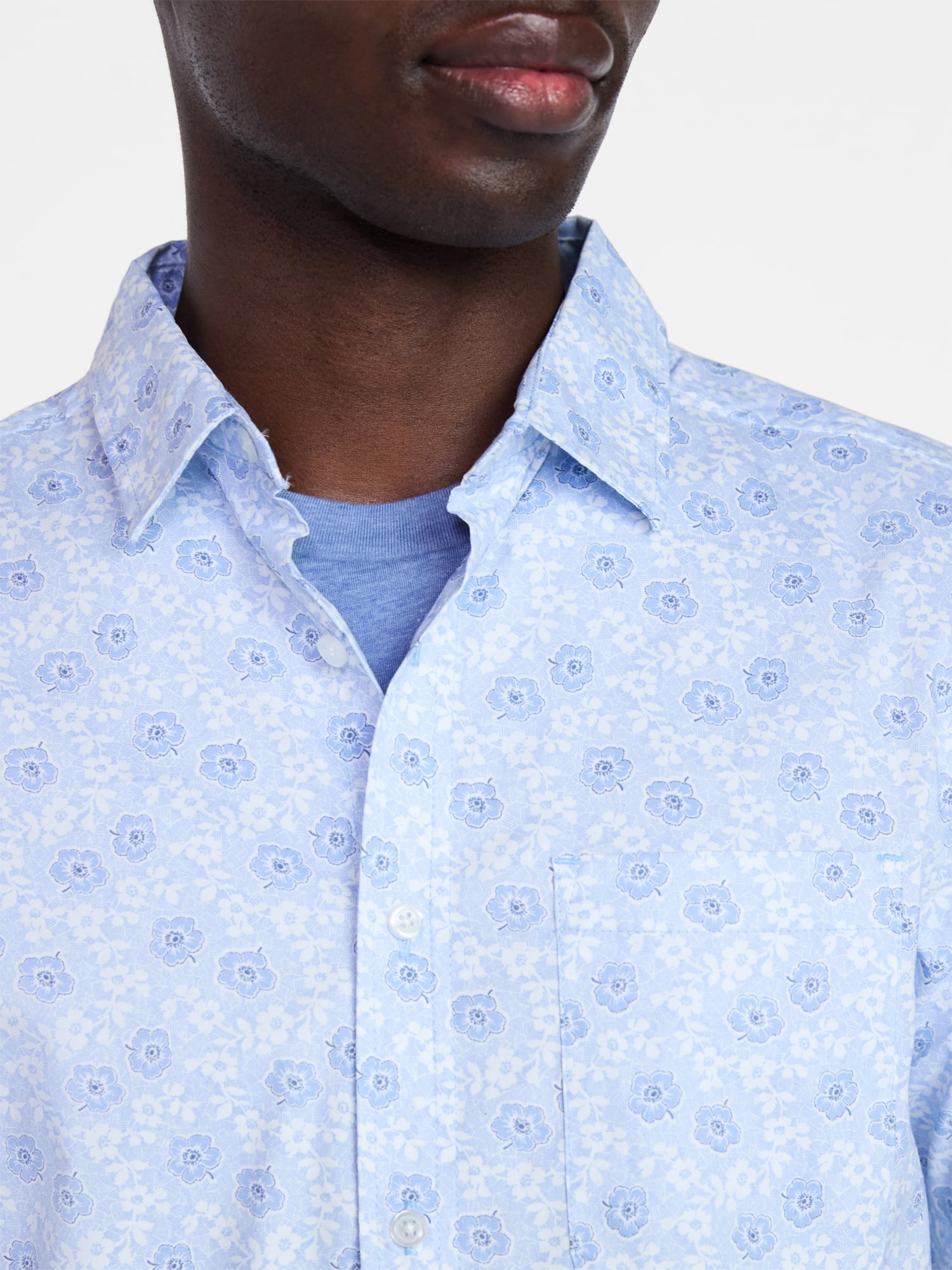 George Men's & Big Men's Modern Fit Button Up Performance Shirt with Short Sleeves, Sizes S-3XL