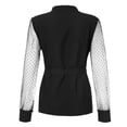 thumbnail image 6 of Black Women Shirts, Women'S Fashion Solid Shirt Mesh Splice Long Sleeve Strap Tunic Stand-Up Collar Blouse Tops,Women Shirts XXL, 6 of 7