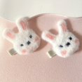thumbnail image 1 of 2pcs Cute Rabbit Decorative Hair Side Clips Lovely Plush Hair Fringe Clips Trendy Hair Decoration For Women And Girls, 1 of 5