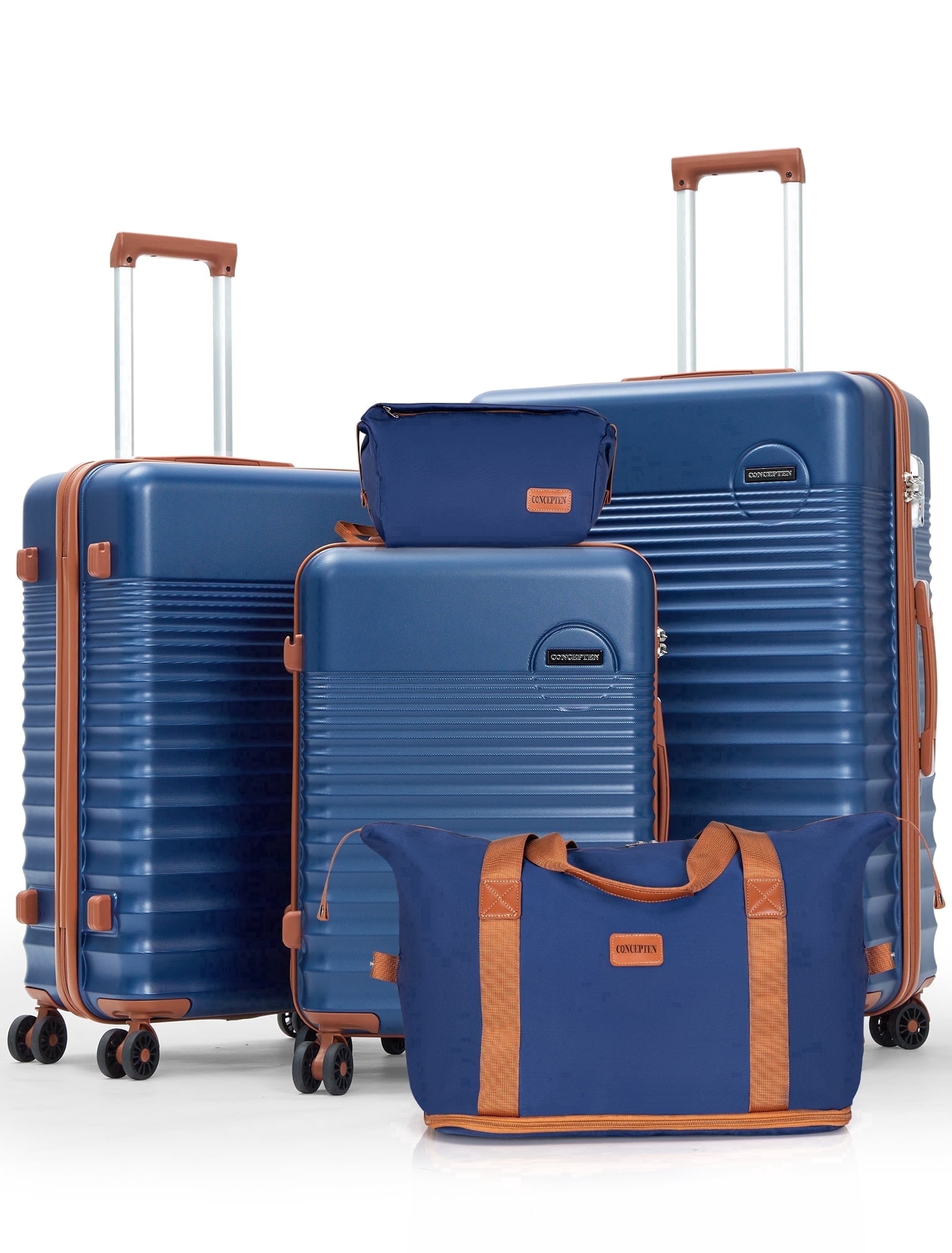 Concepten 5-Piece Luggage Set ABS Hardshell Suitcase with TSA LockοΌ20"Carry-On and 24" Travel Suitcaseγ28"Checked Luggage)-Deep Blue