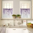 thumbnail image 4 of Purple Eucalyptus Leaves Kitchen Curtains and Valances Set, Rod Pocket Spring Botanical Branches Tier Curtains 24 Inch Length, 3 Piece Simple Short Cafe Drapes Watercolor Window Treatments Set, 4 of 6