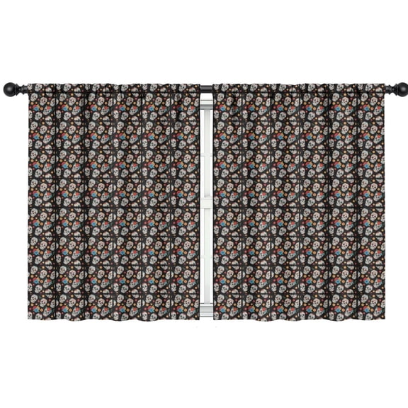 Blackout Kids Curtains,Colorful Skull Pattern Childrens Insulated Curtains Set Of 2,Bedroom Essentials,Toddler Room Decor 42"x54"