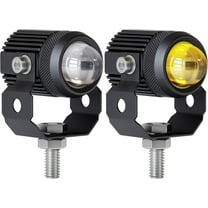 Motorcycle LED Driving Fog Lights 60W White and Amber LED Pods Projector Lights 1.3" Aux Spotlight, Compatible with Tractor Truck ATV UTV SUV Boat etc. (2 pack)
