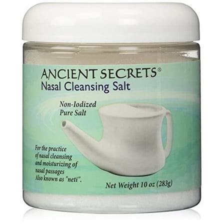 Ancient Secrets Nasal Cleansing Pot Salt Non-Iodized, For the Practice of Nasal Cleansing 10 oz 4 Pack