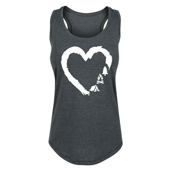 Instant Message - Brushstroke Heart With Camp Icons - Women's Racerback Tank Top