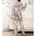 thumbnail image 2 of SWSMCLT Women's Long Sleeve Pajamas Set Silky Comfy Spring Fall Thin V Neck 2 Piece Lounge Set Soft Pjs Satin Holiday Butterfly 10-12, 2 of 5