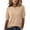 Beige, variant on Women's Henley Neck Ribbed Knit Top, Casual Short Sleeve Button Blouse, Soft Lightweight Pullover, Elegant Deep Plum Spring Tee