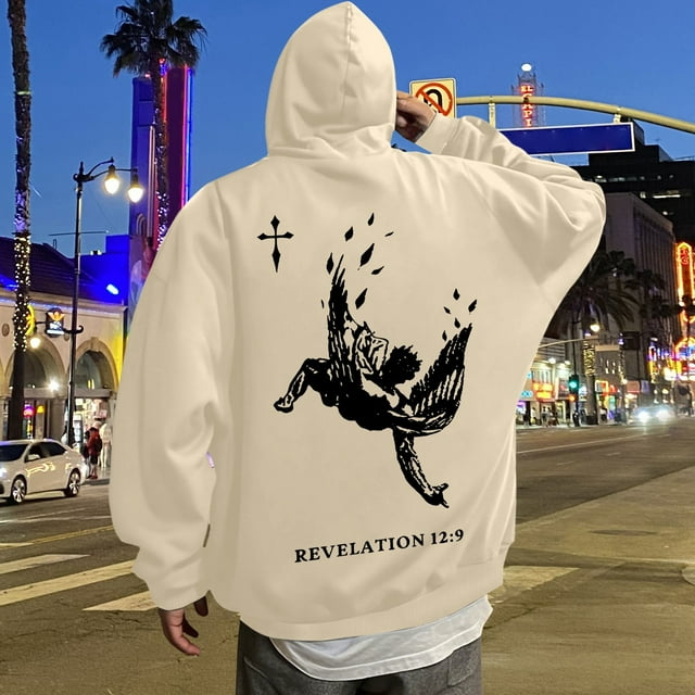 MHFRRA Sudadera con Capucha y Estampado Gráfico de Moda para Uso Informal y Actividades Al Aire Libre Beige