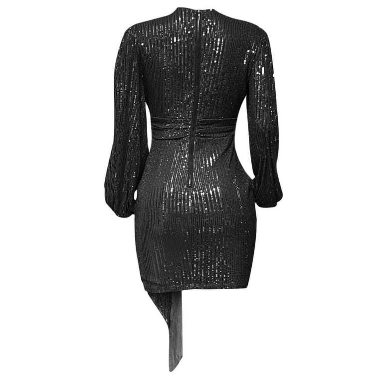 black shiny bodycon dress Black Sequin One Shoulder Bodycon Dress