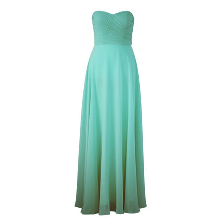 Faship Womens Elegant Strapless Pleated Sweetheart Neckline Long Formal Dress Aqua -
