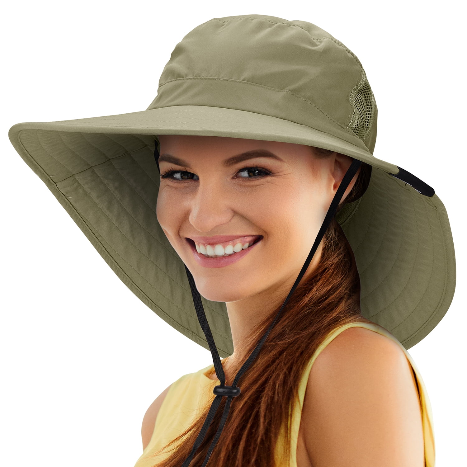 Sun Hat with Adjustable Drawstring for Women, Large Wide Brim Hat for
