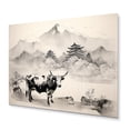thumbnail image 2 of Designart "Cow Sumi Asian beauty I" Asian Art Metal Art Living Room, 2 of 5