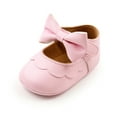 thumbnail image 3 of Baby Girls Flat Shoes, First Walker BowKnot Solid Soft Sole Shoes Newborn Girls Princess Shoes, 3 of 7
