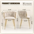 thumbnail image 3 of MOONMISS Dining Chairs Set of 2 with Metal Legs for Kitchen Dinning Room,Ivory, 3 of 5