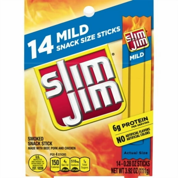 Slim Jim Mild Snack Sized Smoked Meat Sticks
