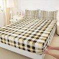 thumbnail image 3 of Homewish Adult Modern Checkered Bed Sheets, Chic Square Rectangle King Sheets, Black Yellow Buffalo Plaid Sheet Set, Lightweight Room Decor, 4pcs, 3 of 7