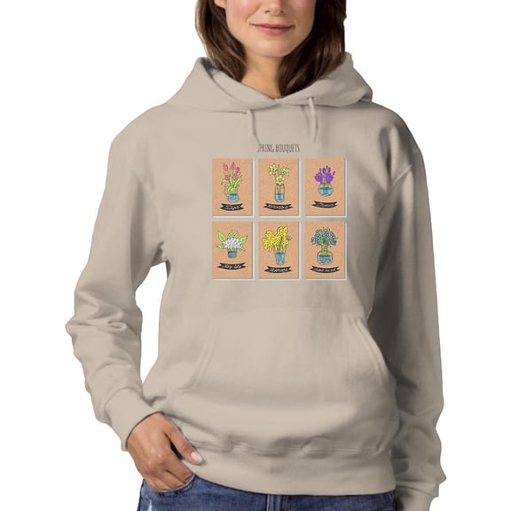 Spring Bouquets Collage Hoodie Women -Image by Shutterstock, Female Medium