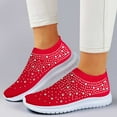 thumbnail image 2 of GPOECD Chaussures pour Femmes Décontractées en Maille Respirante à Semelle Plate Chaussures de Marche Confortables pour Usage Quotidien avec Design en Strass Chaussures pour Femmes Rouge,39, 2 of 6
