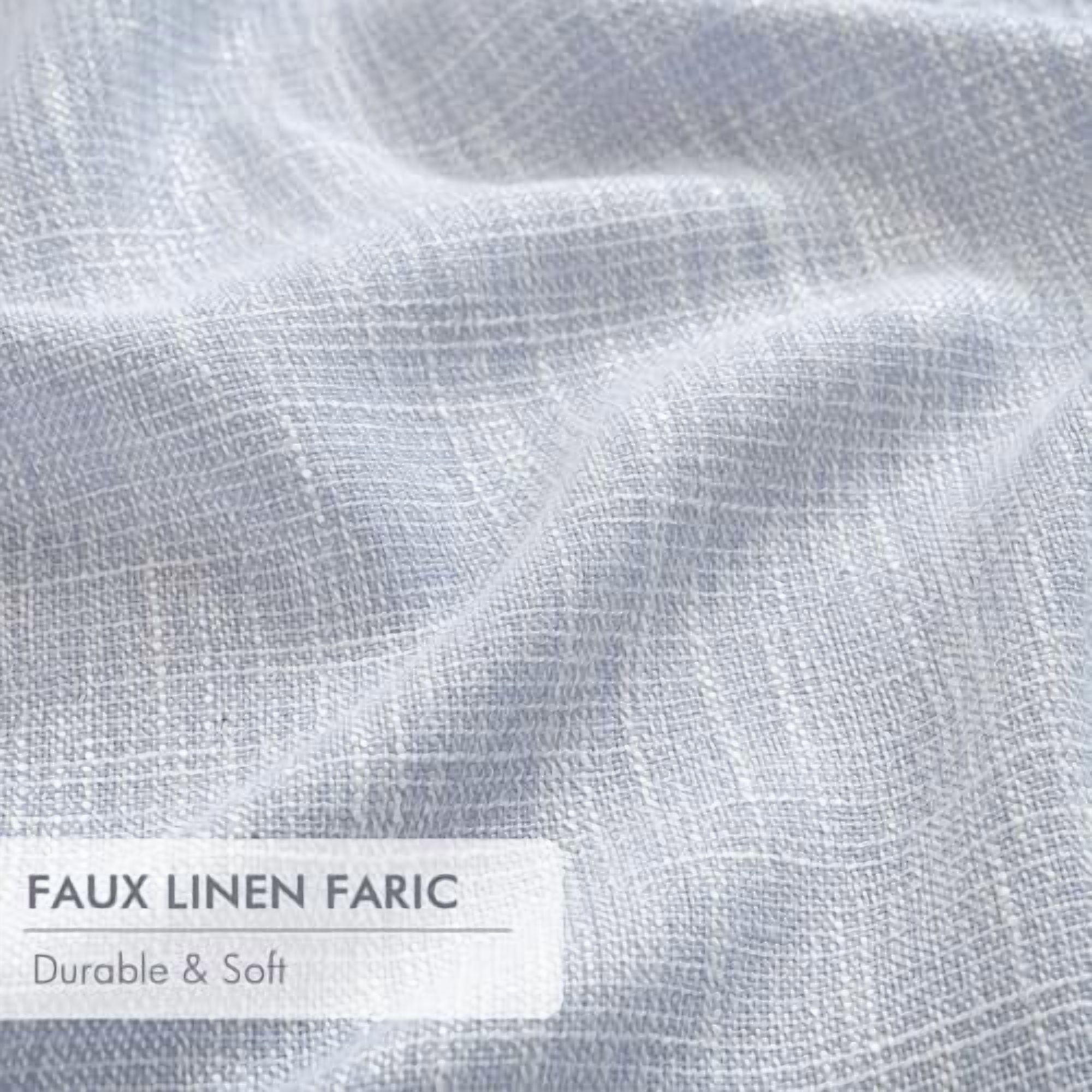 Chambray Blue Pinch Pleated 100% Blackout Linen Curtains for Bedroom, Room Darkening Memory Trained Light Blocking Window Curtain 84 inches Long for Living Room, Black Out Pleat Drape, 2 Panels