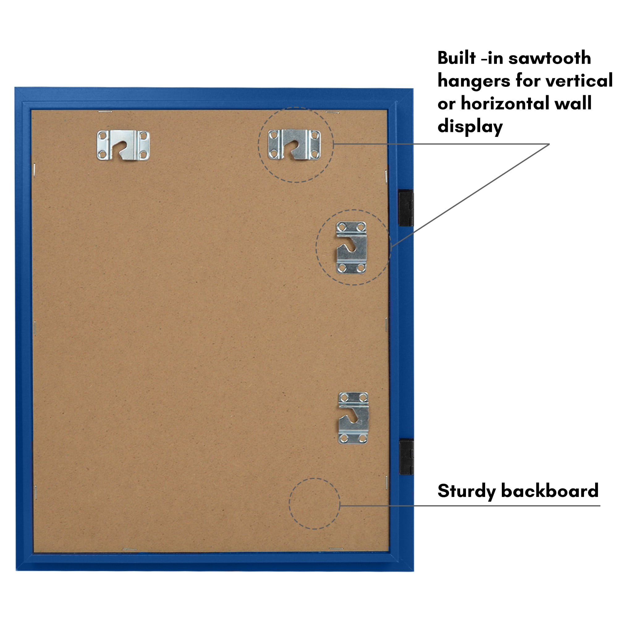 Americanflat 10x12.5 Kids Art Frame with 8.5x11 Mat Holds 100 Art Pieces Sapphire Magnetic Letter Size Mini - Blue