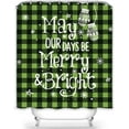 thumbnail image 2 of Christmas Greenery Light Green Buffalo Plaid Shower Curtain, Winter May Your Days Be Merry and Bright Bathroom Shower Curtain Sets Decoration 71 x 71 Inch with Hooks, 2 of 6
