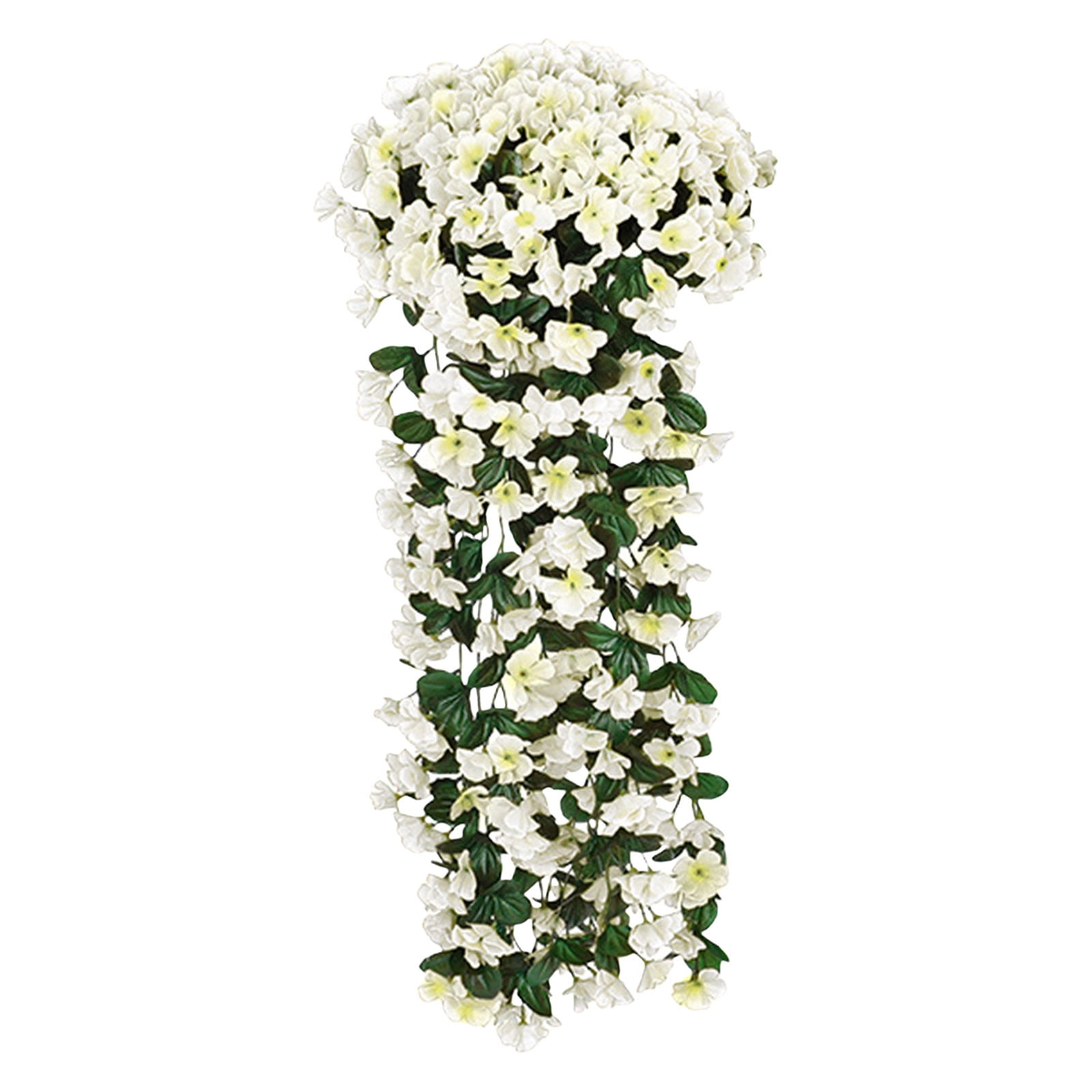 5pcs Artificial Hanging Flowers Outdoor Faux Plants Spring Decor Fake Mums Violets with Eucalyptus Realistic UV Resistant Trailing Vines Porch Yard Indoor Five-petal
