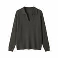 thumbnail image 5 of Jsaierl Women's Ribbed Collared V Neck Sweatshirts Pullovers Soft Comfortable Fashion Casual Work Tops S-2XL, 5 of 6