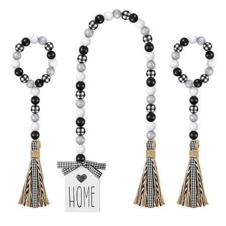 

TAONMEISU Wooden Beads Garland Black And White String Tassel Home Pendant