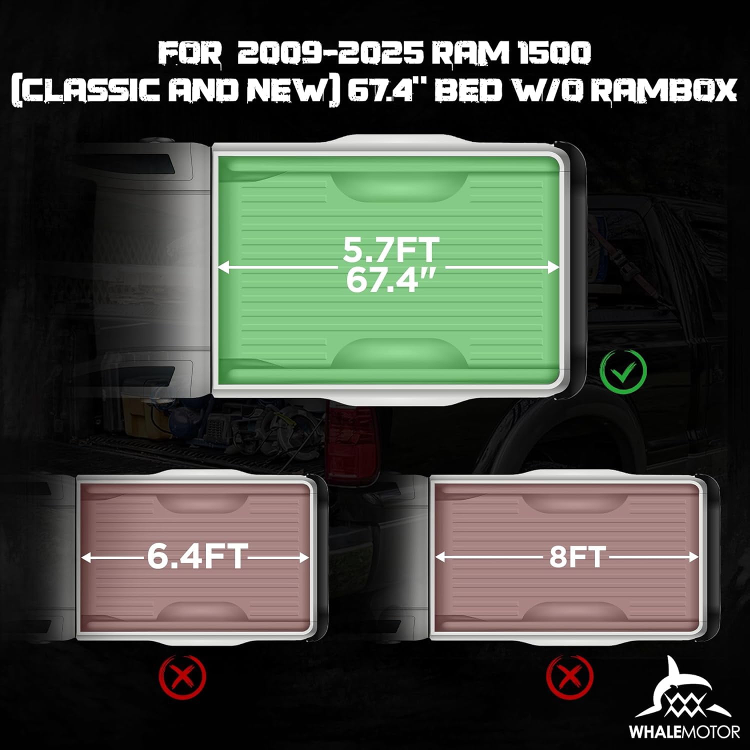 5.7ft Hard Folding Truck Bed Tonneau Cover Compatiable with Dodge Ram 1500 Classic&New(2009-2026) Short Box w/o Rambox, Tri Fold Style
