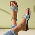 thumbnail image 4 of MLCDZ Women's Rhinestone Flat Sandals Open Toe Summer Glitter Beach Thong Slides Sparkle Dressy Outdoor Slip On Flip Flops Silver 41, 4 of 7