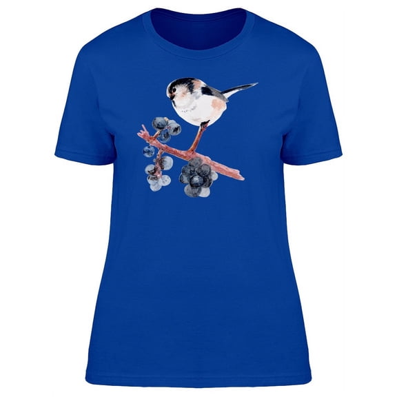 Bird On Blueberry Branch T-Shirt Women -Image by Shutterstock, Female XX-Large