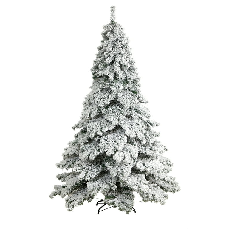 Nearly Natural Austria White Prelit LED Flocked Fir Christmas Tree