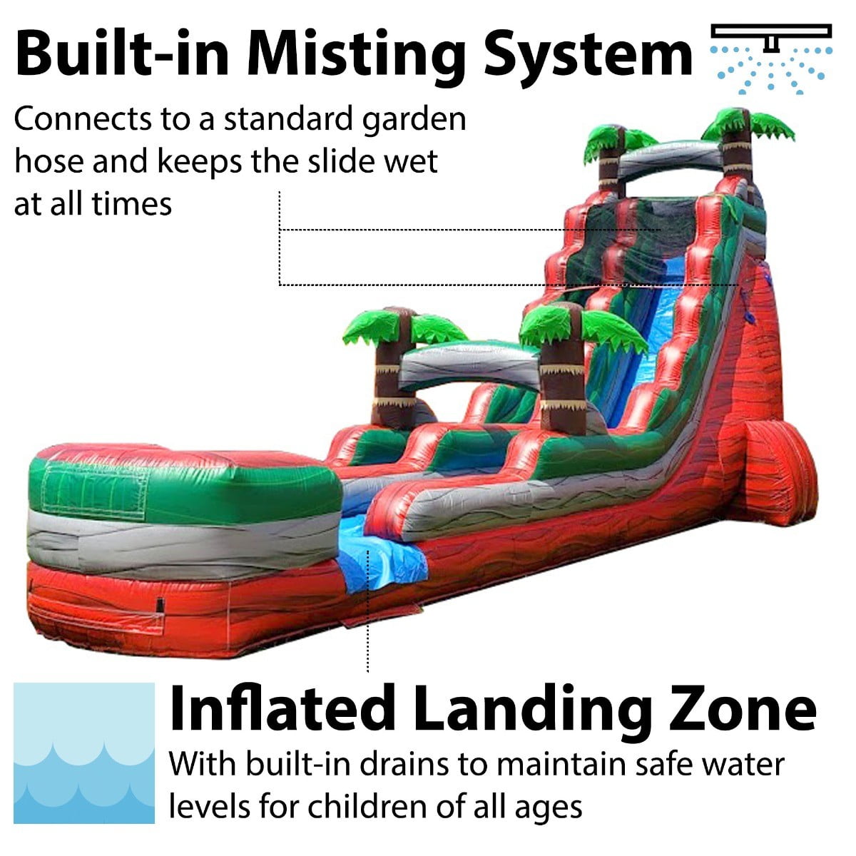 TentandTable Commercial Inflatable Water Slide, Tropical Red Marble with  Blower, 22' - Walmart.com