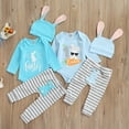 thumbnail image 3 of Gupgi 2Pcs Easter Baby Clothes Unisex Long Sleeve Rabbit Romper+Striped Pants+Hat, 3 of 9