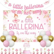 Ballerina Baby Shower Decorations a Little Ballerina Is On Her Way Banner Baby Shower Backdrop Cupcake Cake Toppers for Ballet Dancer Theme Party