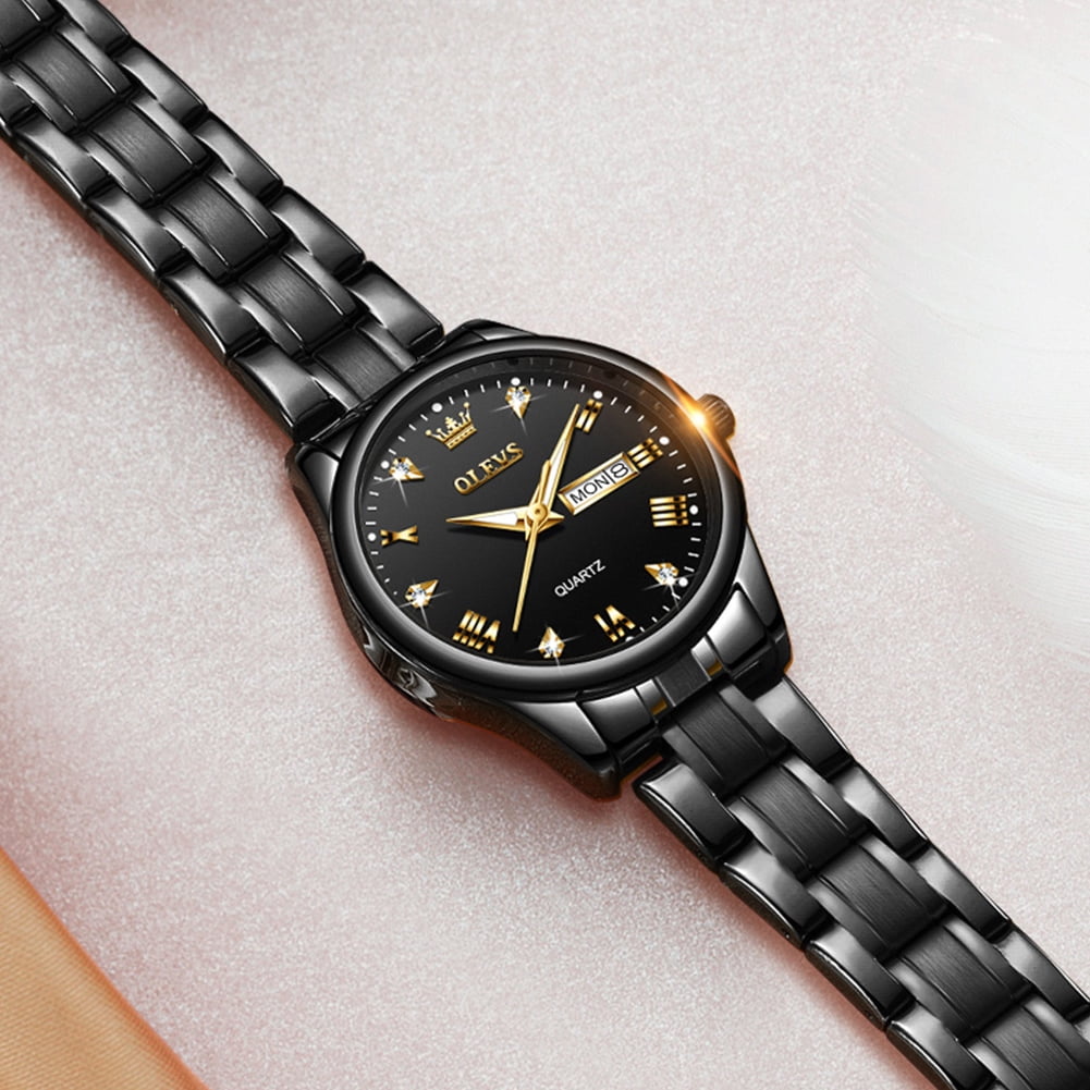 OLEVS Watches for Women Luxury Dress Quartz Analog Casual Gold Plated Stainless Steel Waterproof Luminous Date Fashion Ladies Wrist Watches Gifts Relojes para Mujer
