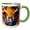 Green/White, variant on 3drose, Colorful Bison Wild Buffalo Animal Portrait. Orange and Purple Colors, 15oz Two-tone Green Mug